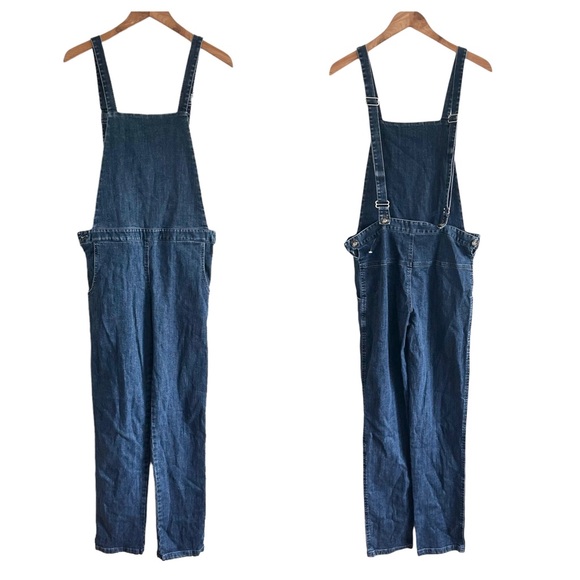 Loup Sz Small Dark Blue Denim Stretch Overalls Straight Leg Pockets - Picture 1 of 10